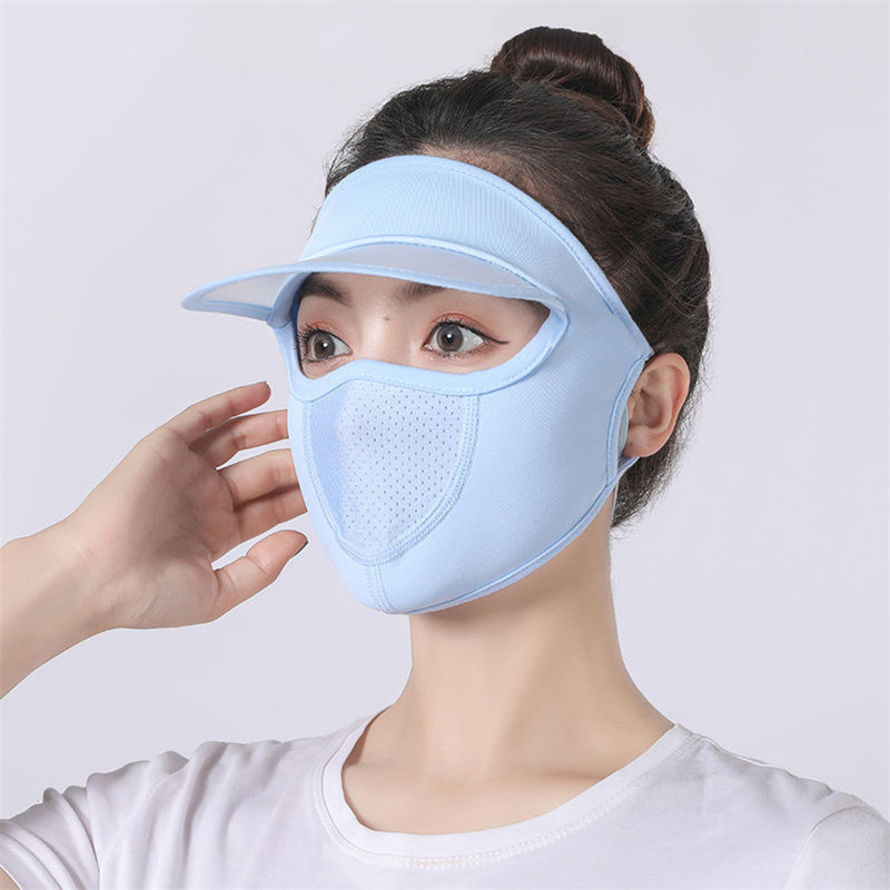 Picture of Summer big sale New Ice Silk thin sunscreen mask with hat brim breathable washable sunshade mask for men and women