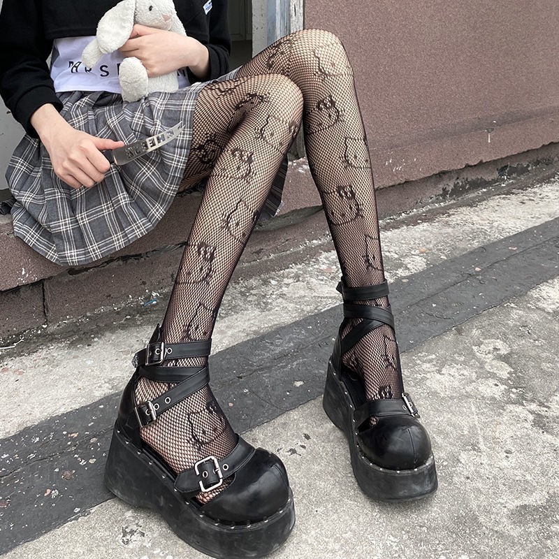 Picture of Internet Celebrating Halloween Nets Skull Spider Web Hollow Fishnet Stockings Pure White Silk Stockings Sexy Black Silk