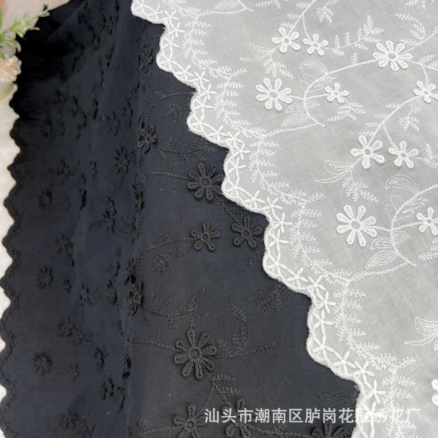 Factory supply cotton lace three-dimensional embroidery fabric bilateral wave clothing dress skirt water soluble embroidery fabric