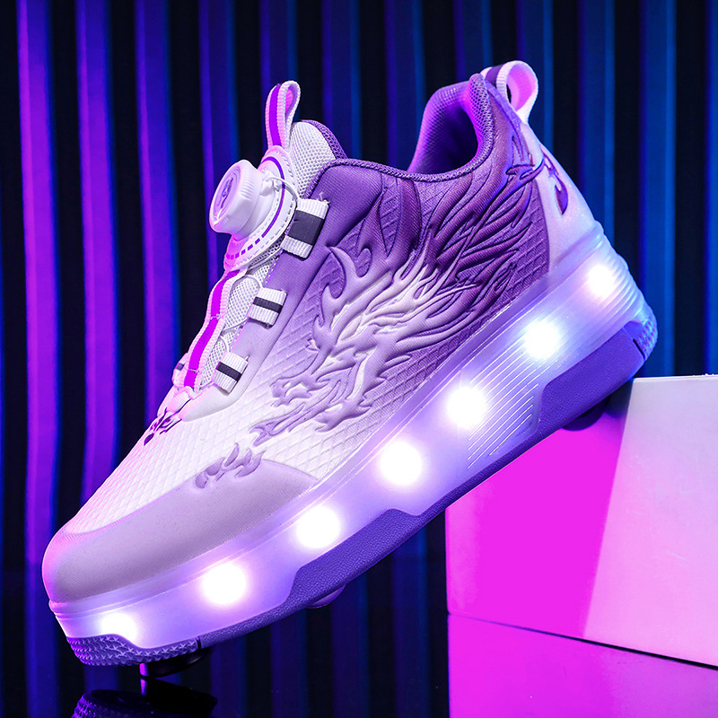 Picture of Cross-border foreign trade heywalk shoes for boys and girls four-wheel double-wheel LED flashing light luminous automatic invisible pulley skates