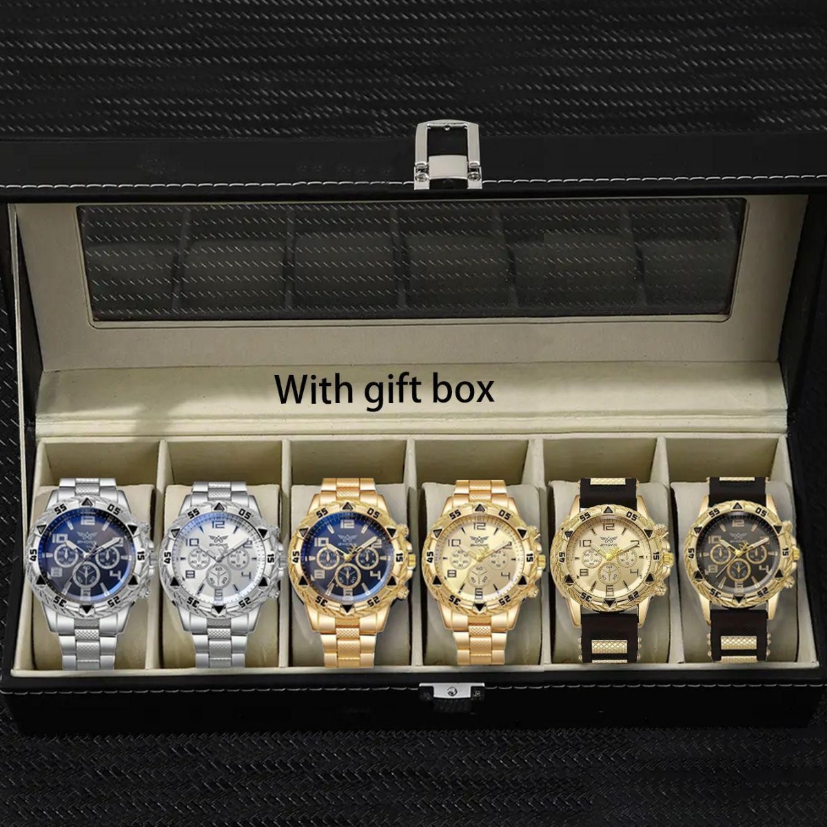 Men's Steel Band Fashion Party Party Fashion Watch Six-Piece Boxed Watch Men's High-End Gift Gift