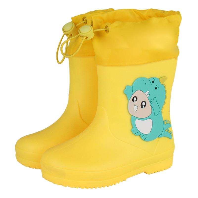 Cartoon children's rain boots cute little dinosaur elastic mid-tube rain boots non-slip primary school children's kindergarten rain boots rain boots