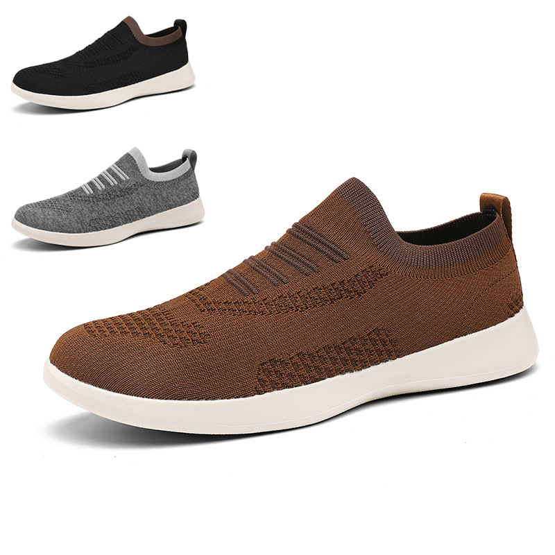New cross-border foreign trade slip-on casual walking shoes, flyknitted breathable sports sports shoes for teenagers, and lightweight
