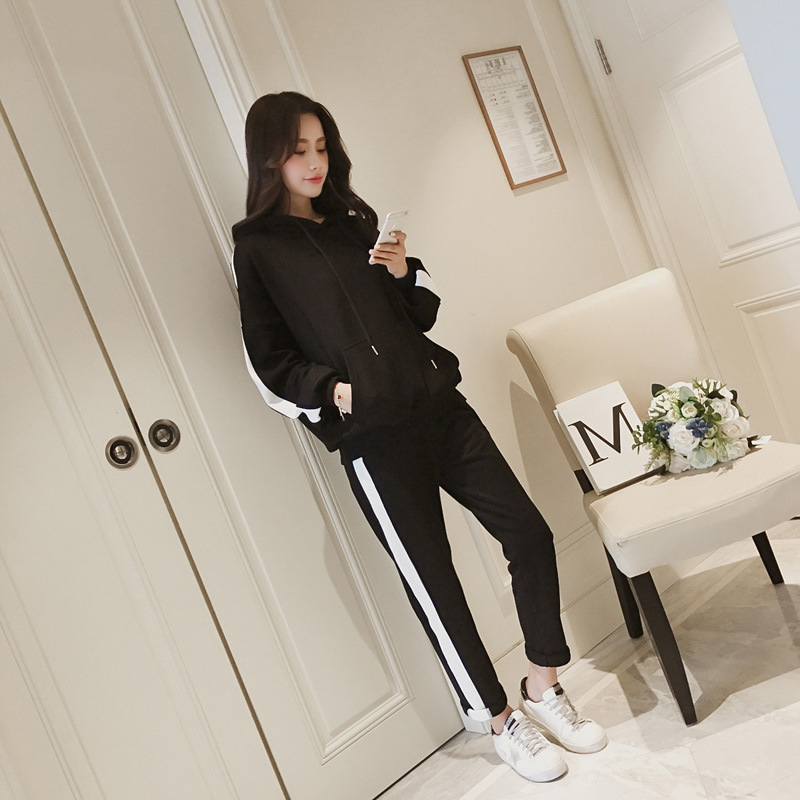 Picture of 2025 Spring and Autumn New Fashion Casual Sports suit Women's Korean-style Loose Hoodie College-style Two-piece Set