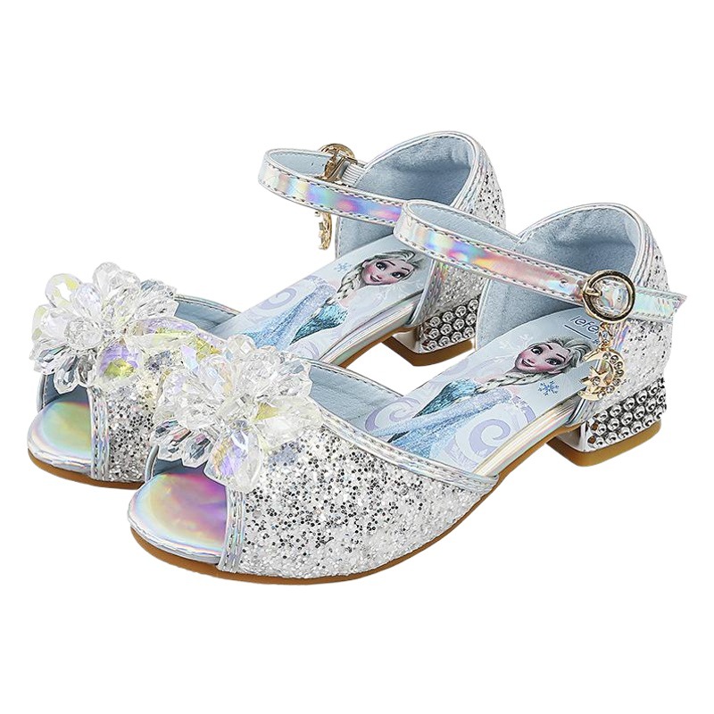 Girls' sandals new Korean style summer children's high heels little girl crystal shoes fashion soft bottom princess shoes