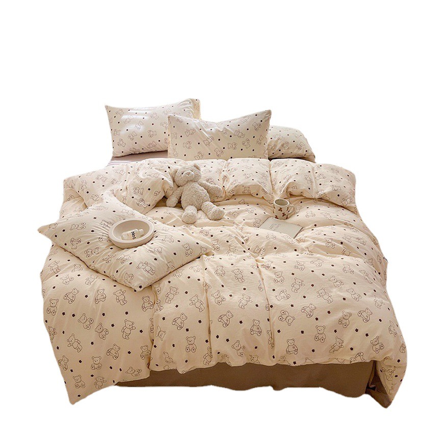Youyixin Knitted Cotton Four-Piece Bedding Set, Three-Piece Fitted Sheet Set, Nantong Manufacturer, Thickened Knitted Bedding