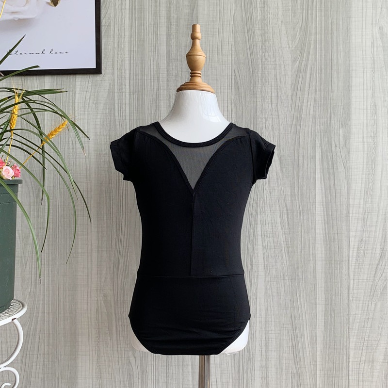 Picture of Children's Dance Training Clothing Mesh One-piece Open Crotch Hidden Button Summer Short-sleeved Clothing Chinese Folk Dance Test Grade Female