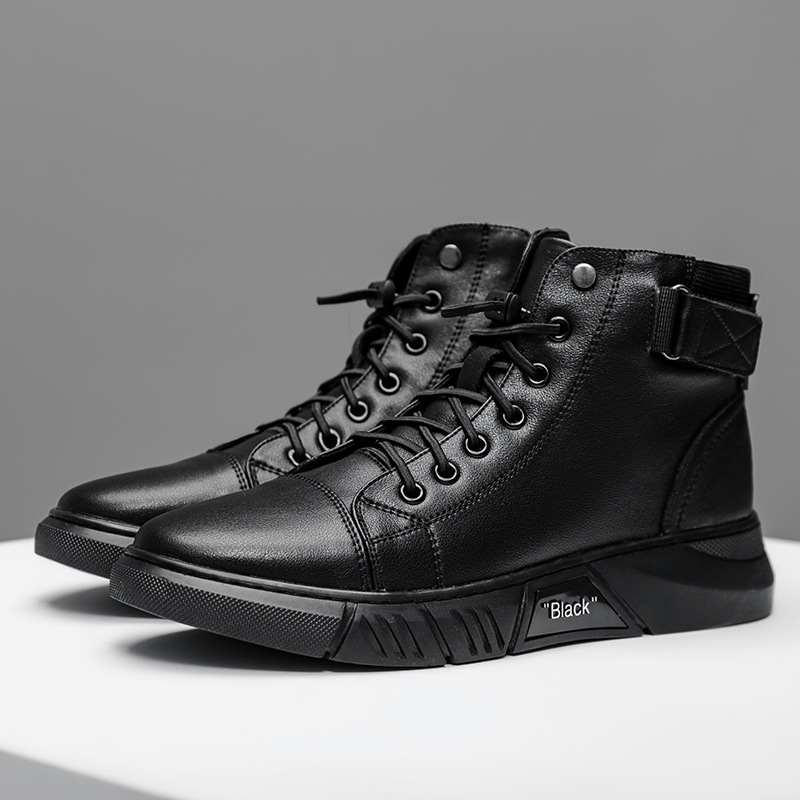 Picture of Winter New Men's British Genuine Leather Martin Boots Men's Boots Fashion Casual High Top Men's Shoes Trendy Workwear Leather Boots Men