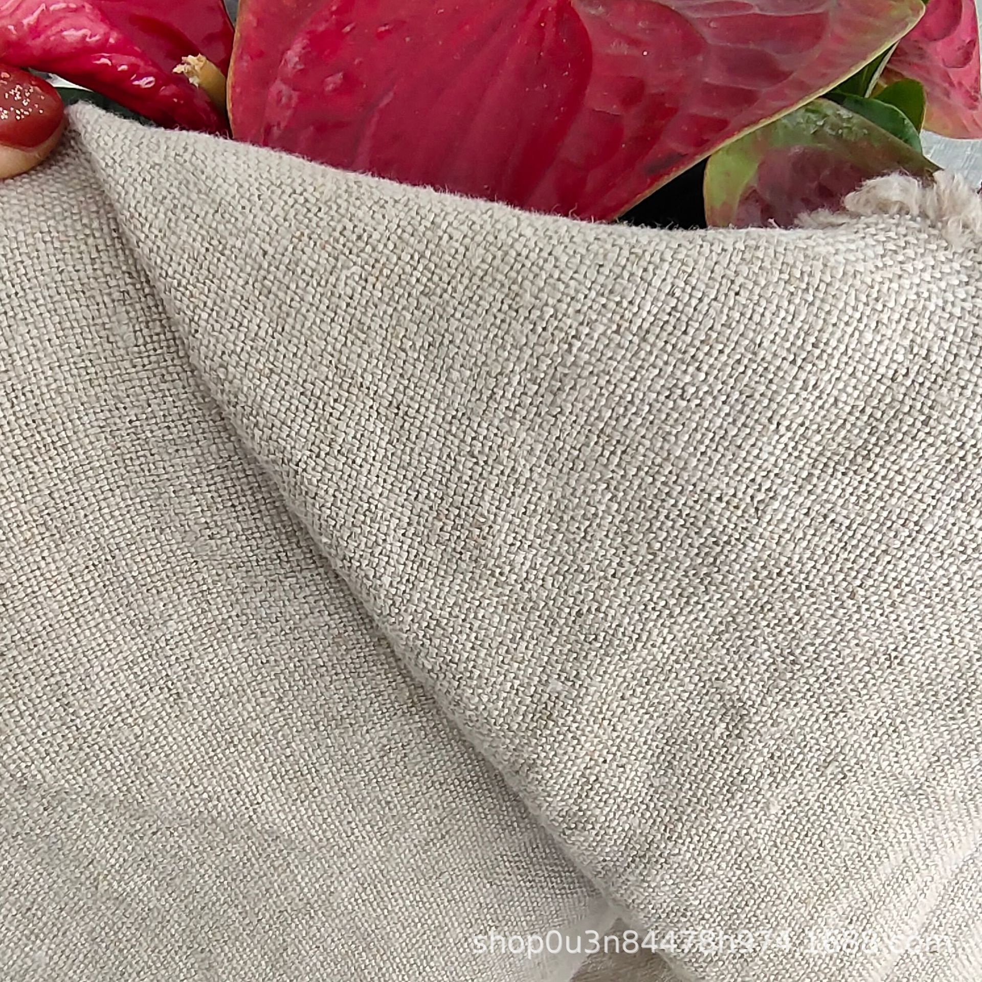 Picture of French double rain Dew linen sofa fabric double primary color enzyme wash linen fabric 300GSM above linen