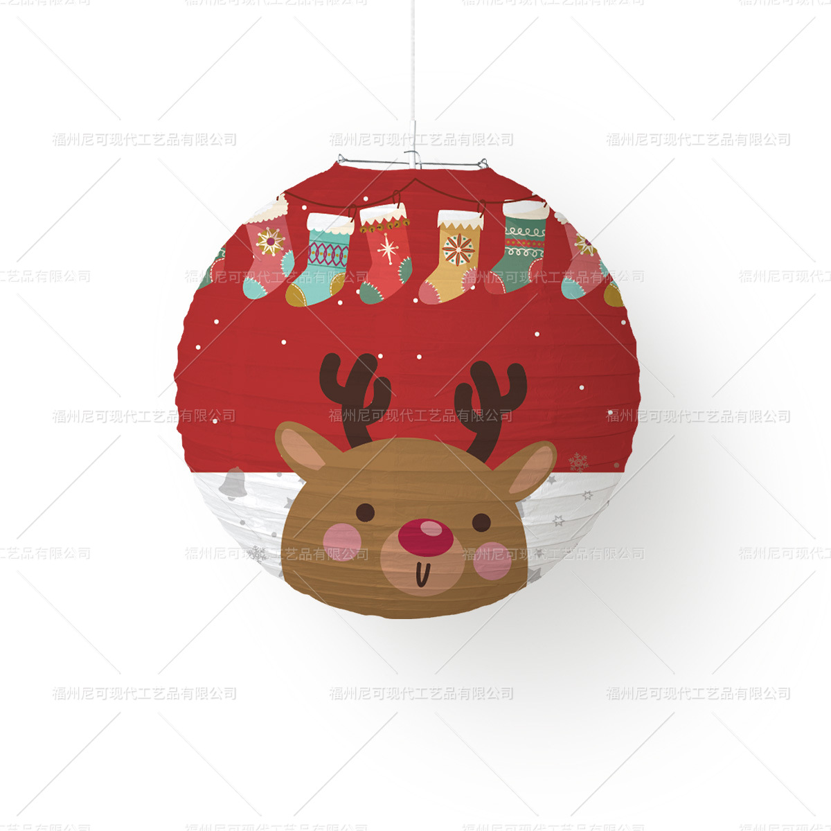 Picture of Cross-Border New Product Christmas Paper Lanterns Christmas Theme Christmas Eve Party Elk Snowman Lantern Decoration Supplies
