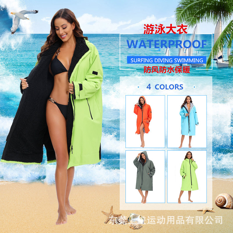 In-stock wholesale autumn/winter swimming sports casual fleece-lined thickened enlarged warm, windproof, waterproof training coats, team uniforms