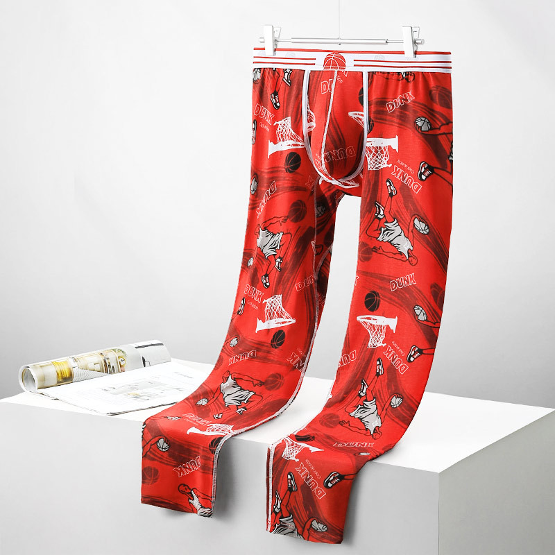 Warm Pants Men's Cotton Trousers Men's Long Johns Thin Cotton Pants Leggings Slim-fit Autumn and Winter Fashionable Printed Pants