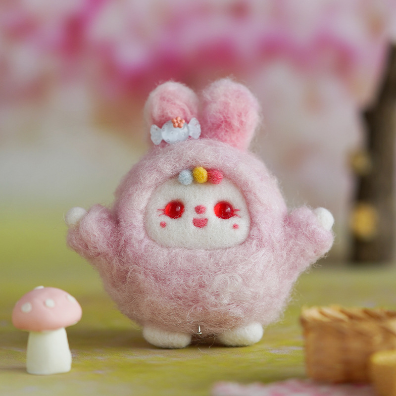 Picture of Velvet rabbit New Year Cartoon Doll wool felt pokes diy material package handmade gift pendant New Year