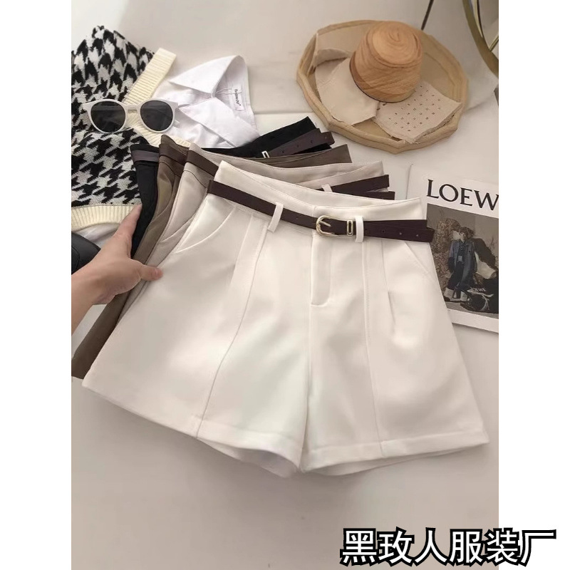 Casual shorts women's summer 2025 new Korean version of fashion slimming temperament high-waisted small A-line wide-leg pants