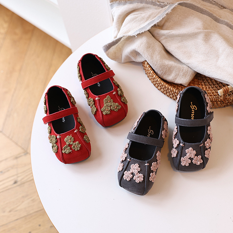 Book Meng Girls Leather Shoes 2025 Spring and Autumn New Girls Soft Sole Shoes Baby Shoes Red Princess Shoes