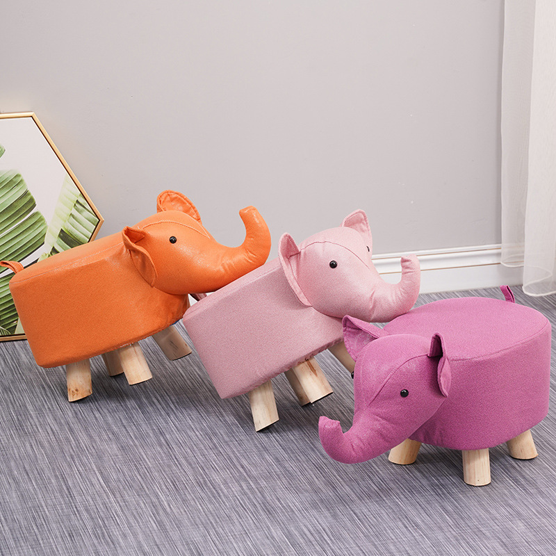 Picture of Elephant Stool children's animal stool solid wood shoe changing stool creative small stool home living room cartoon cute low stool