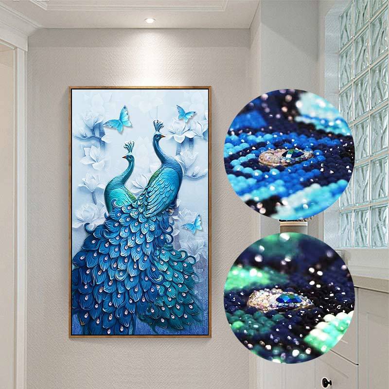 Diamond painting full diamond porch vertical version Peacock Rubik's Cube cross stitch diamond living room 5d stickers diamond embroidery 2021 New