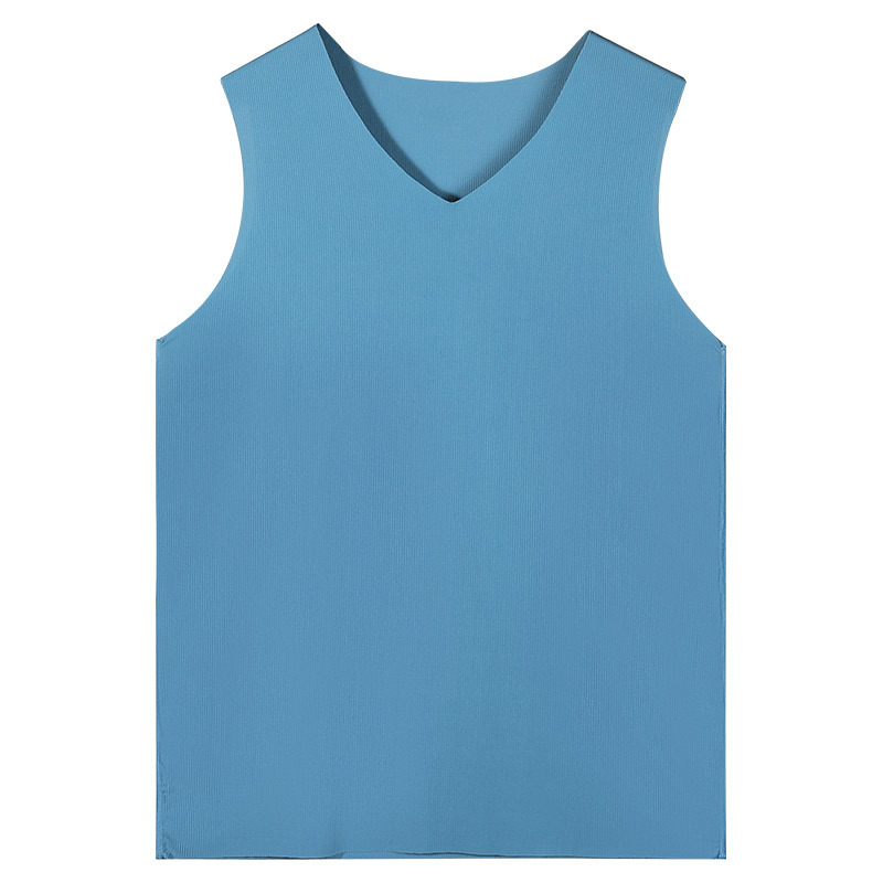 Picture of Ice Silk Traceless Vest Men's Summer Thin Inner Wear Solid Color Sports Waistcoat Base Quick-drying Fitness Hurdle Sweatshirt