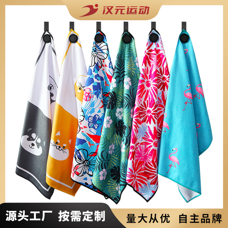 Golf towel magnetic microfiber waffle print wipe ball pineapple golf towel cross border