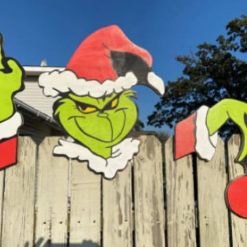 Cross-border New Christmas Garden Card Santa Claus Reindeer Snowman Art Pendant Fence Outdoor Decoration