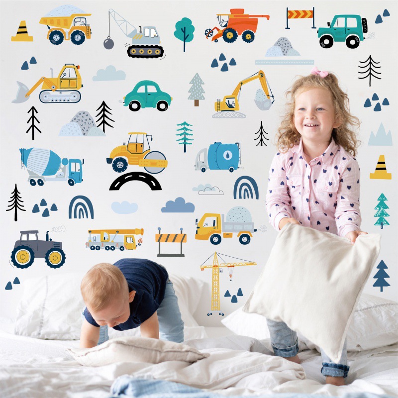 Picture of Cross-border Car Wall Stickers Bohemia Style Transportation Kindergarten Kidsren's Room Bedroom Decoration Cartoon Wall Stickers