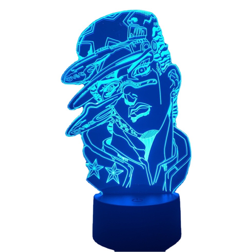 Japanese anime JOJO wonderful adventure series 3d night light colorful touch 16 color remote control black white crack