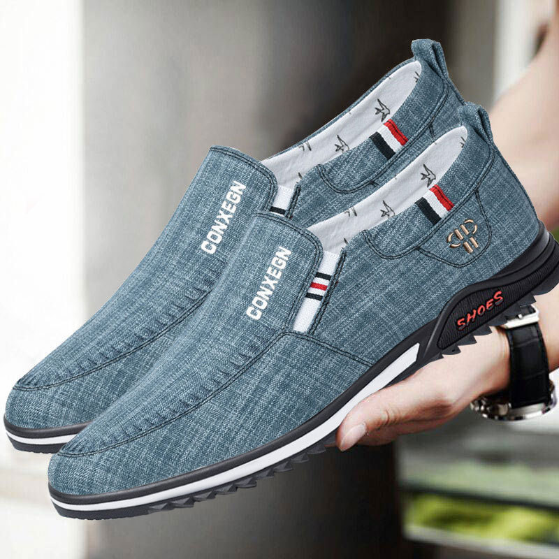 Canvas Shoes for Men, Low-Top Casual Versatile Soft-Soled Breathable Slip-On Shoes for Middle-Aged Men, Trendy Comfortable Old Beijing Cloth Shoes
