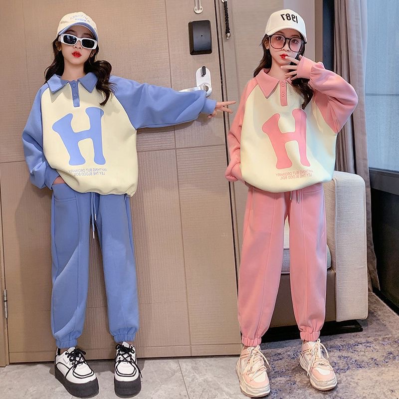 Girls' suit Sports Autumn Clothes Spring Clothes 2023 New Western Style Fashionable Internet Red Children's Wear Children's Wear Spring and Autumn