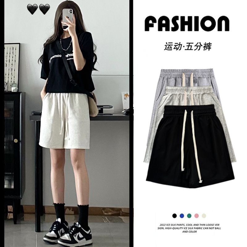 South Korea's 2025 New Summer Style Sports Shorts for Women Running Korean Style Loose Slimming Look Wide Leg Five-Point Pants Fitness Trend