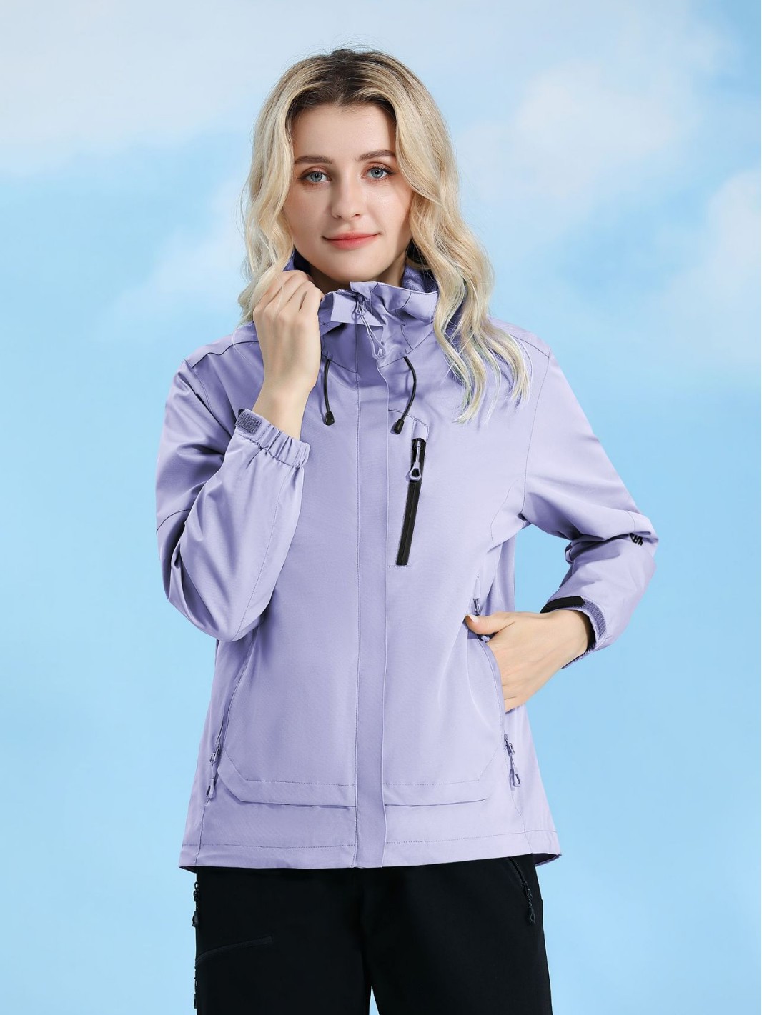 Jacket Women's Spring and Autumn Thin Waterproof and Windproof Hooded Tops Women's Casual Outdoor Sports Top Live Broadcast Hot Style
