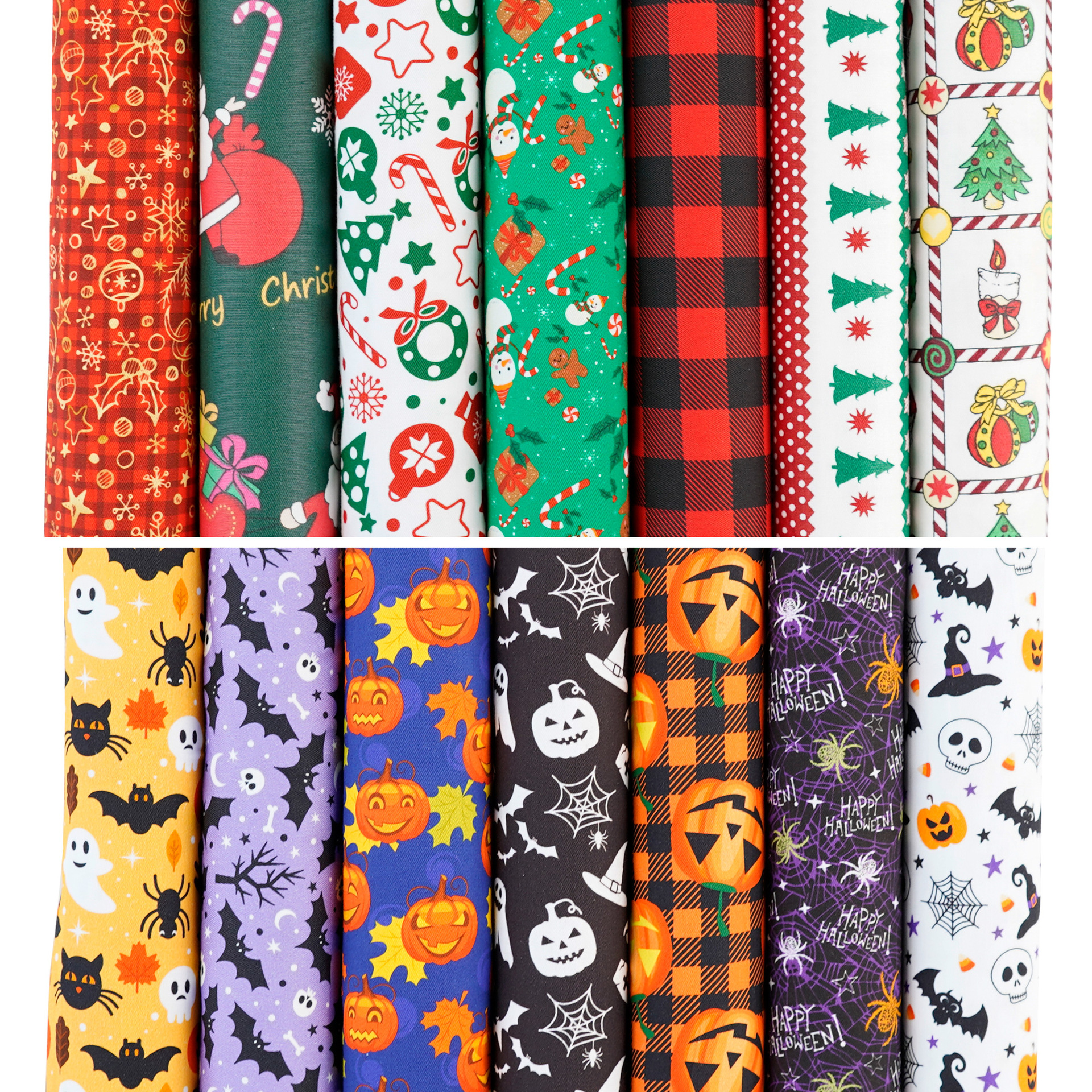 Picture of 7-color patchwork cloth set Halloween Christmas floral cloth cotton floral Plaid handmade diy cotton cloth small cloth head cloth lining
