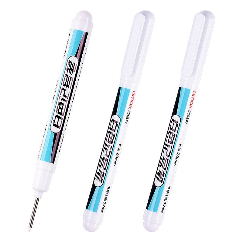 Long Head Marking Pen 20mm Deep Hole Marking Pen White Marking Pen Hardware Bathroom White Oil Pen