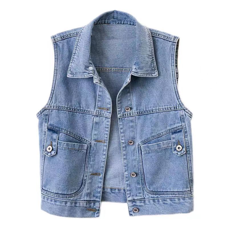 Picture of Easiest for Match Lapel Casual Denim Vest Women's 2025 Spring and Autumn Student Short Slim Sleeveless Jacket Waistoutwear