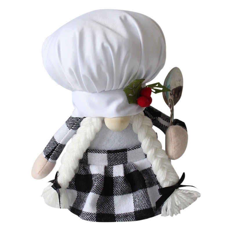 2022 cross-border new chef dwarf doll creative plush doll black and white plaid faceless doll manufacturers wholesale