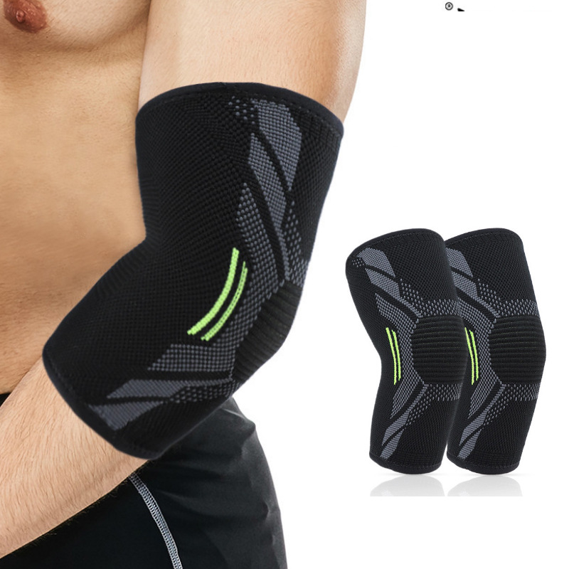 Sports Knitted Pressurized Elbow Pads Silicone Breathable Non-Slip Basketball Arm Sleeves Nylon Anti-Collision
