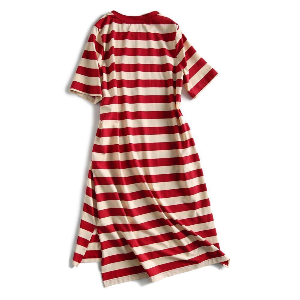 Picture of Maternity clothing summer loose slimming striped printed t-shirt dress Korean style mid-length maternity dress summer clothing