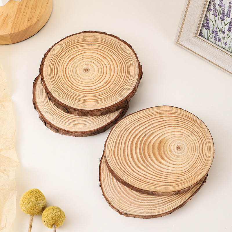 Junfeng wooden plate candle base holder log style
