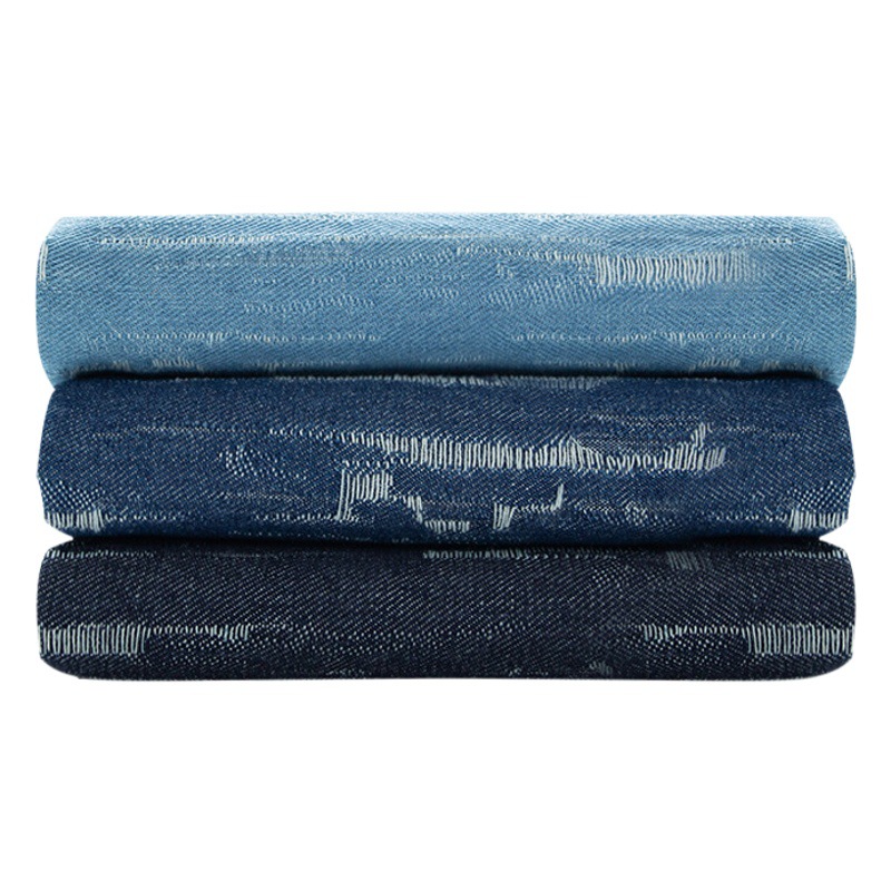 Pure Cotton washed jacquard Denim fabric 10*10 thickened bark waterfall pattern coat shoes and hats bags clothing fabric