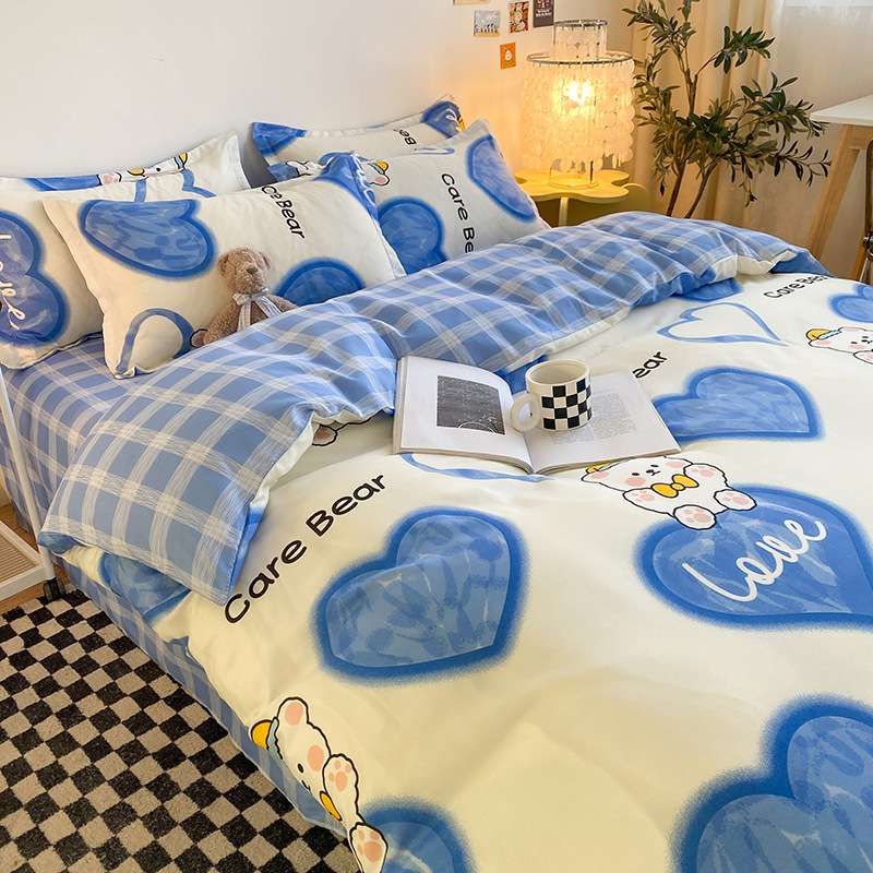 Picture of Four-Piece Brushed Skin-Friendly Thickened Duvet Cover Set, Student Dormitory Three-Piece Quilt Set, Suitable for All Seasons, Internet Celebrity Hot Item