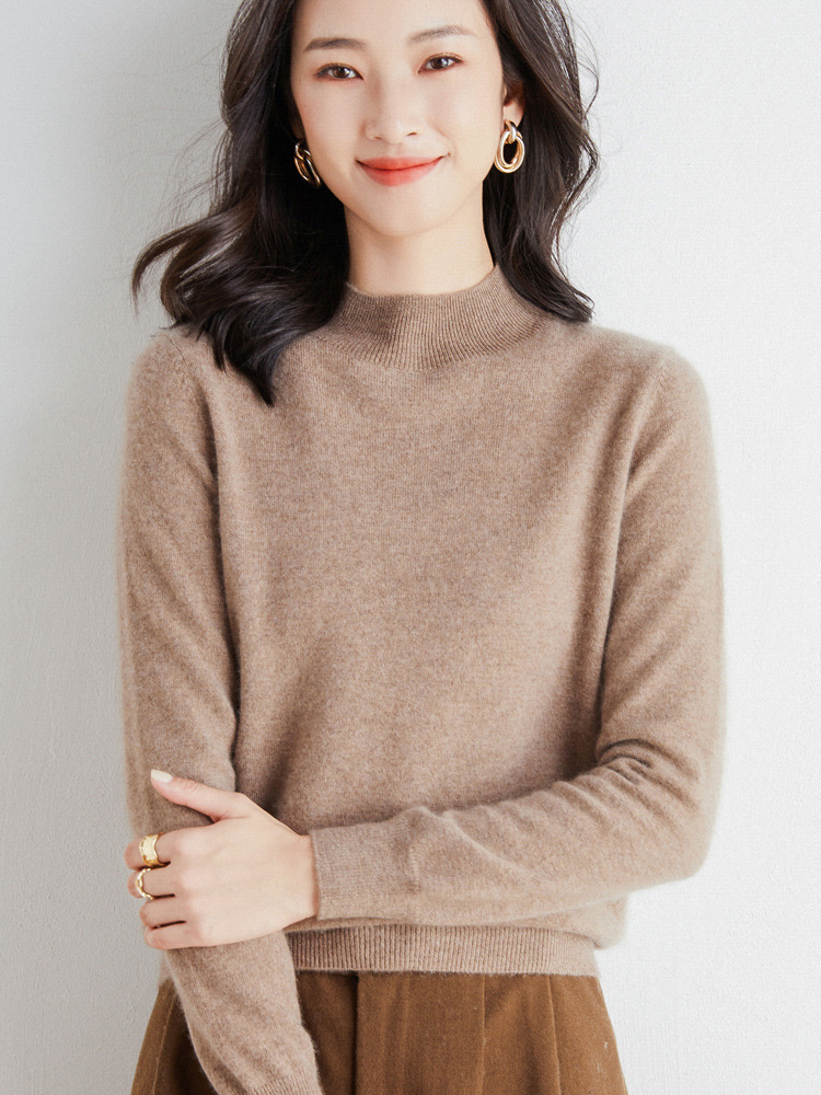 Picture of 2022 Spring and Autumn New Women's Loose Half-turtleneck Wool Knitwear Pullover Base Shirt Sweater