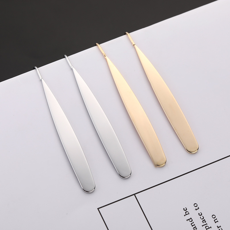 Cafe billion jewelry Amazon new Korean style smooth long earrings long temperament women's simple all-match earrings