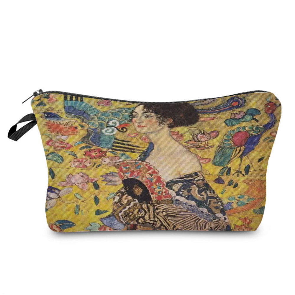 Picture of Personalized fashion cosmetics storage bag new goods wholesale golden oil painting printing cosmetic bag large capacity wash women's bag