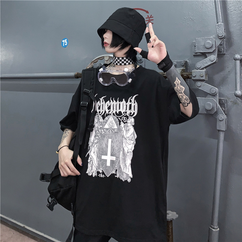 Cross-Border Dark Couple Wear 2025 Summer New Trendy Ins Retro Letter Student Short-Sleeved Loose T-Shirt for Men and Women