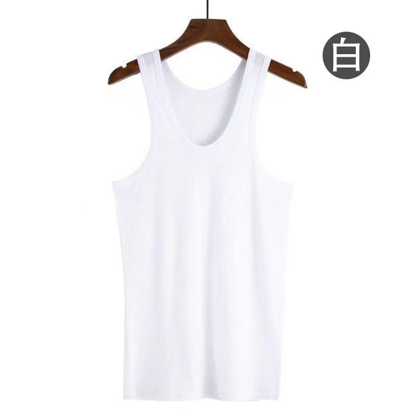 Picture of Old Man Wears New Men's Vest Pure Cotton Summer Youth Round Neck Sports Fitness Bottoming Thin Pure Color Vest
