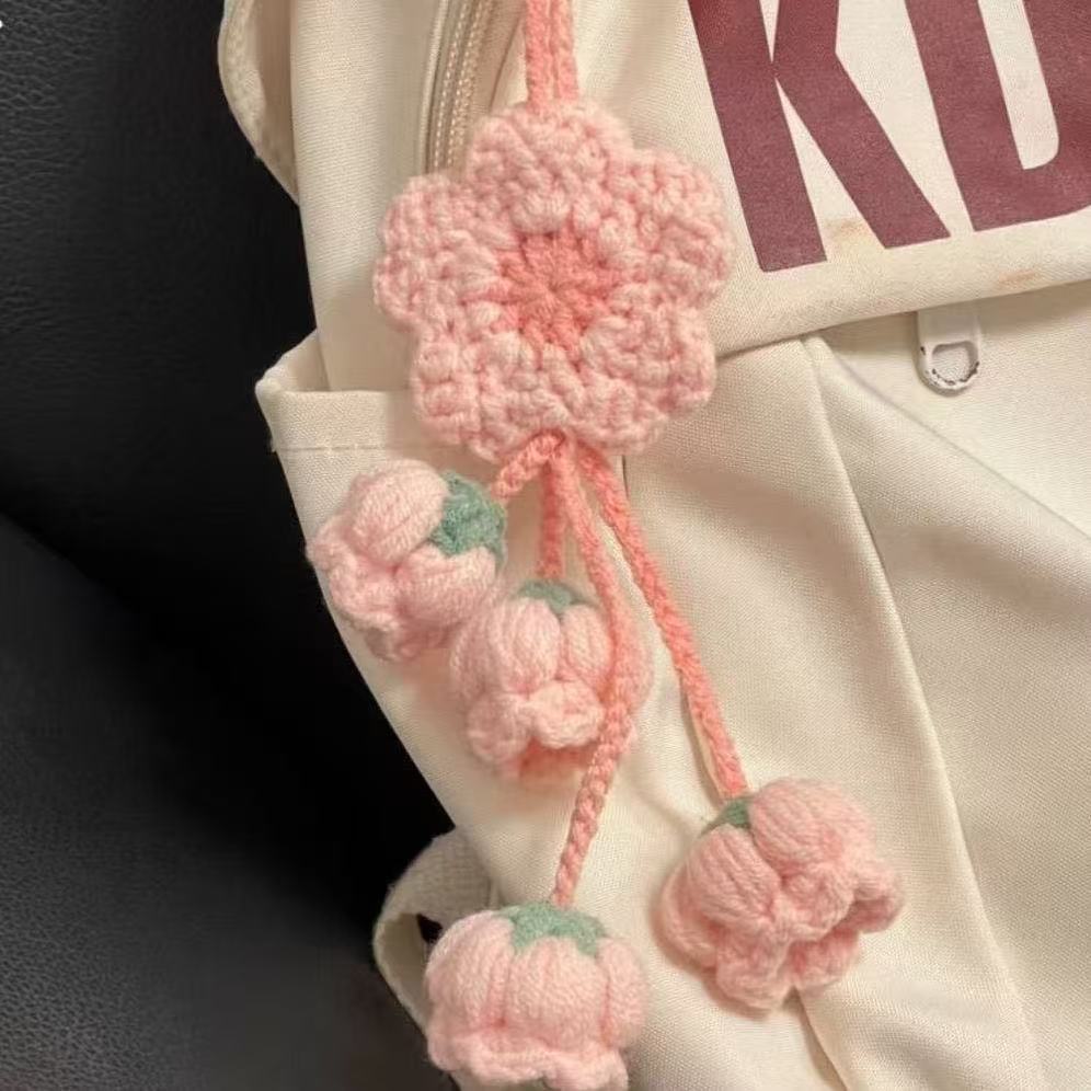 Picture of [Aibao] handmade DIY woven pendant cherry blossom lily of the valley crocheted wool diy material gentle flower steam pendant