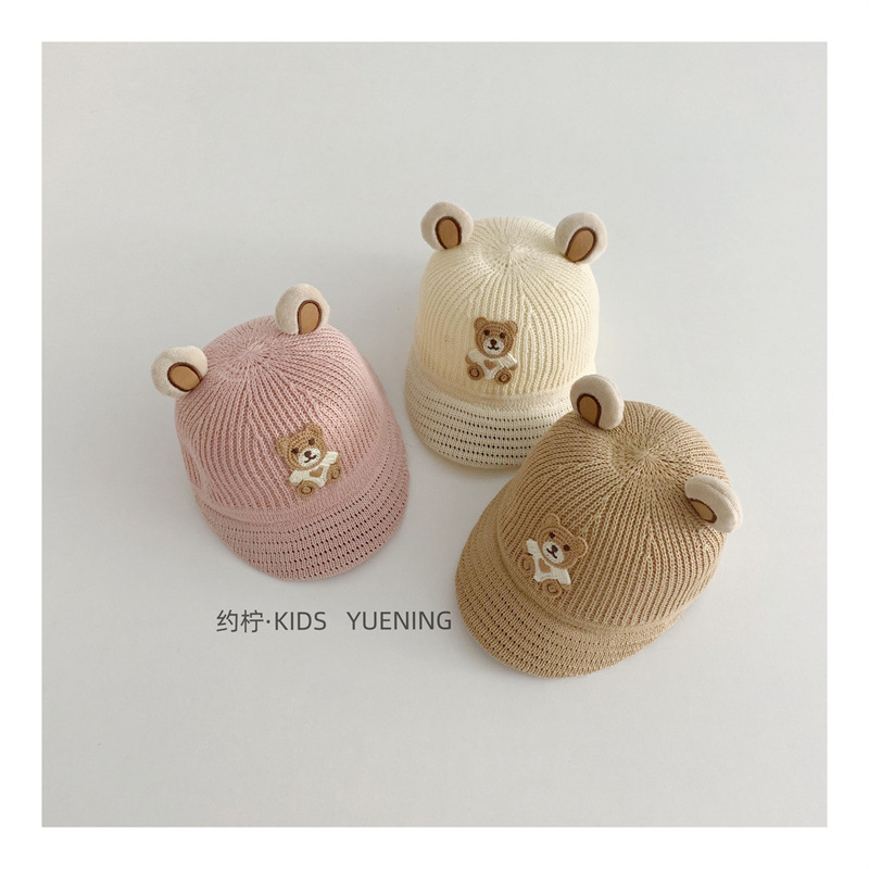 Korean Baby Summer Sunshade Hat Cute Bear Ears Baby Outdoor Sunscreen Breathable Braided Short Eave Hat