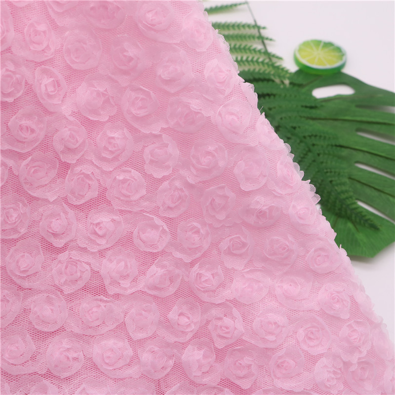 Picture of 3D Three-dimensional Small Rose Chiffon Disc Flower Mesh Embroidered Children's Clothing Hanfu Skirt Lace Lace Wedding Fabric Multicolor