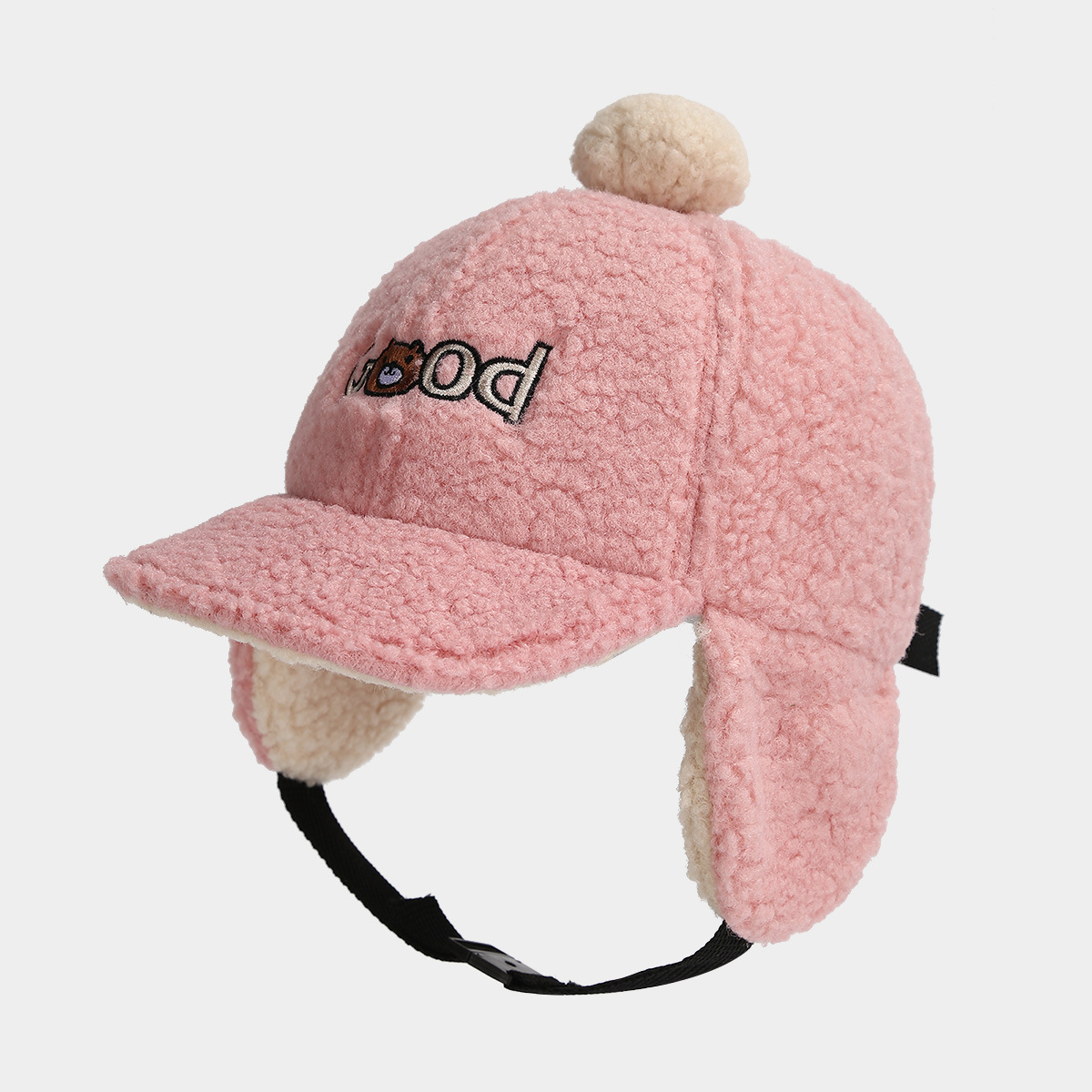 Picture of GOOD Bear Cartoon Children's Hat Winter Boy's Ear Protection Cap Girl's Cap Kindergarten Lamb Velvet Lei Feng Cap