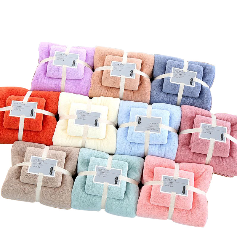 Picture of Factory wholesale coral fleece towel towel gift suit thickened mother and child towel a generation of printed logo