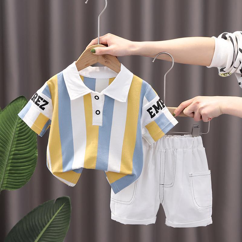 Children's Wear Boys' Suit 2024 New Summer Children's Summer Short-sleeved Two-piece Casual Sports Summer Wear for Boys
